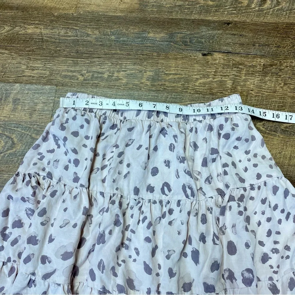 Cloth & Stone Skirt Blush Leopard Print Tiered Elastic Waist Large Anthropologie